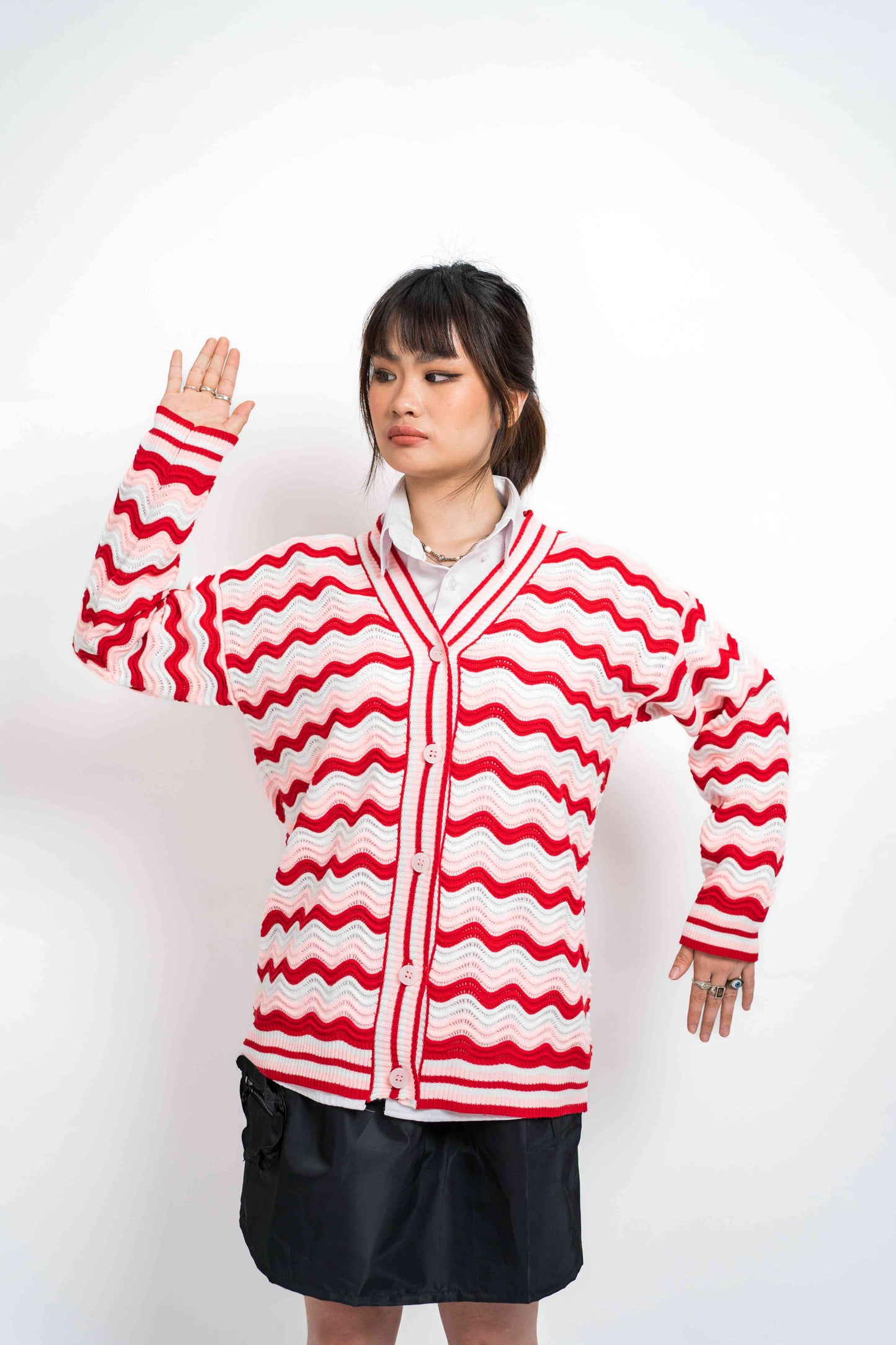 Carol Wavy Knit Cardigan