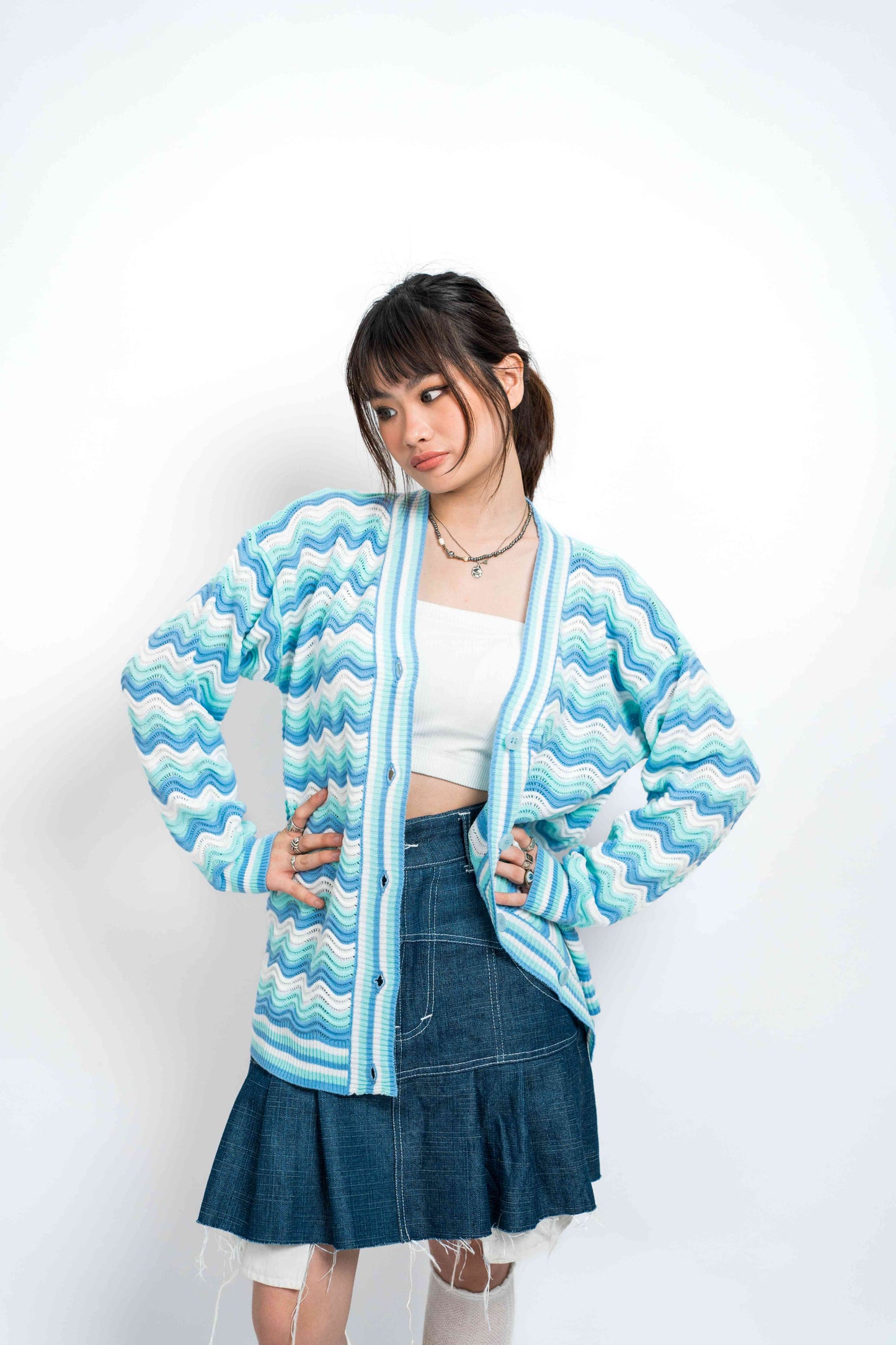 Carol Wavy Knit Cardigan